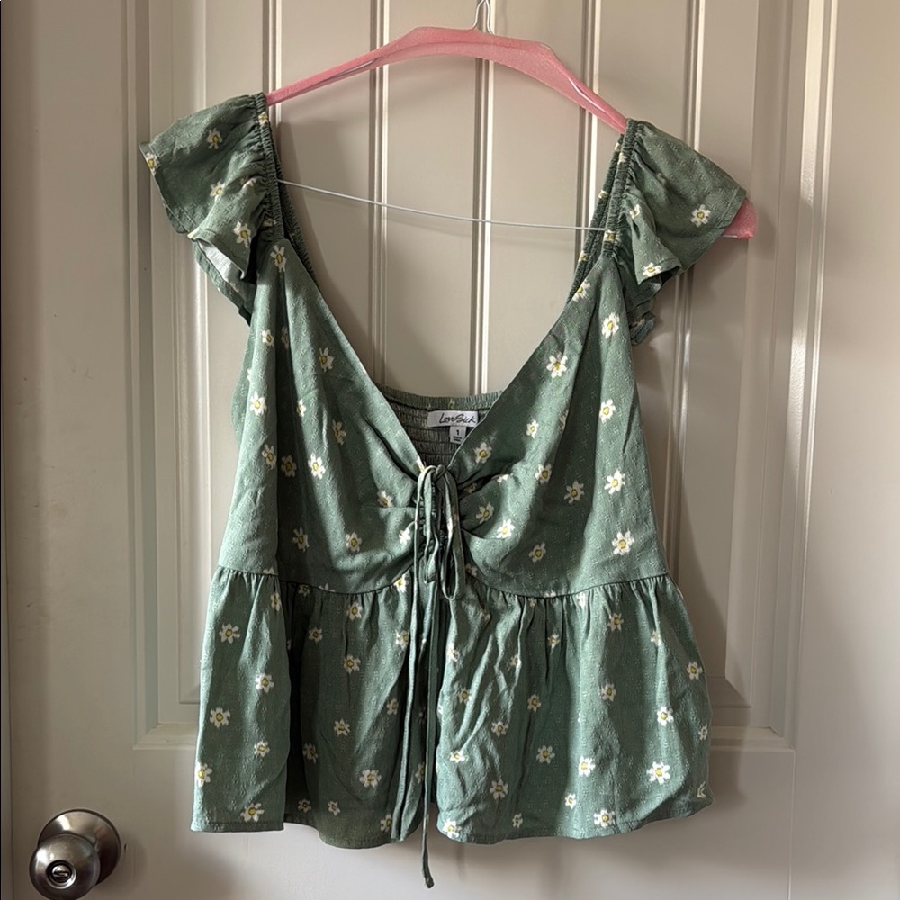 Green Floral Blouse